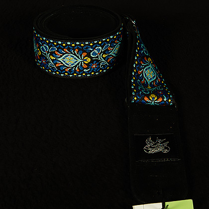 Blue Flower Woven on Black